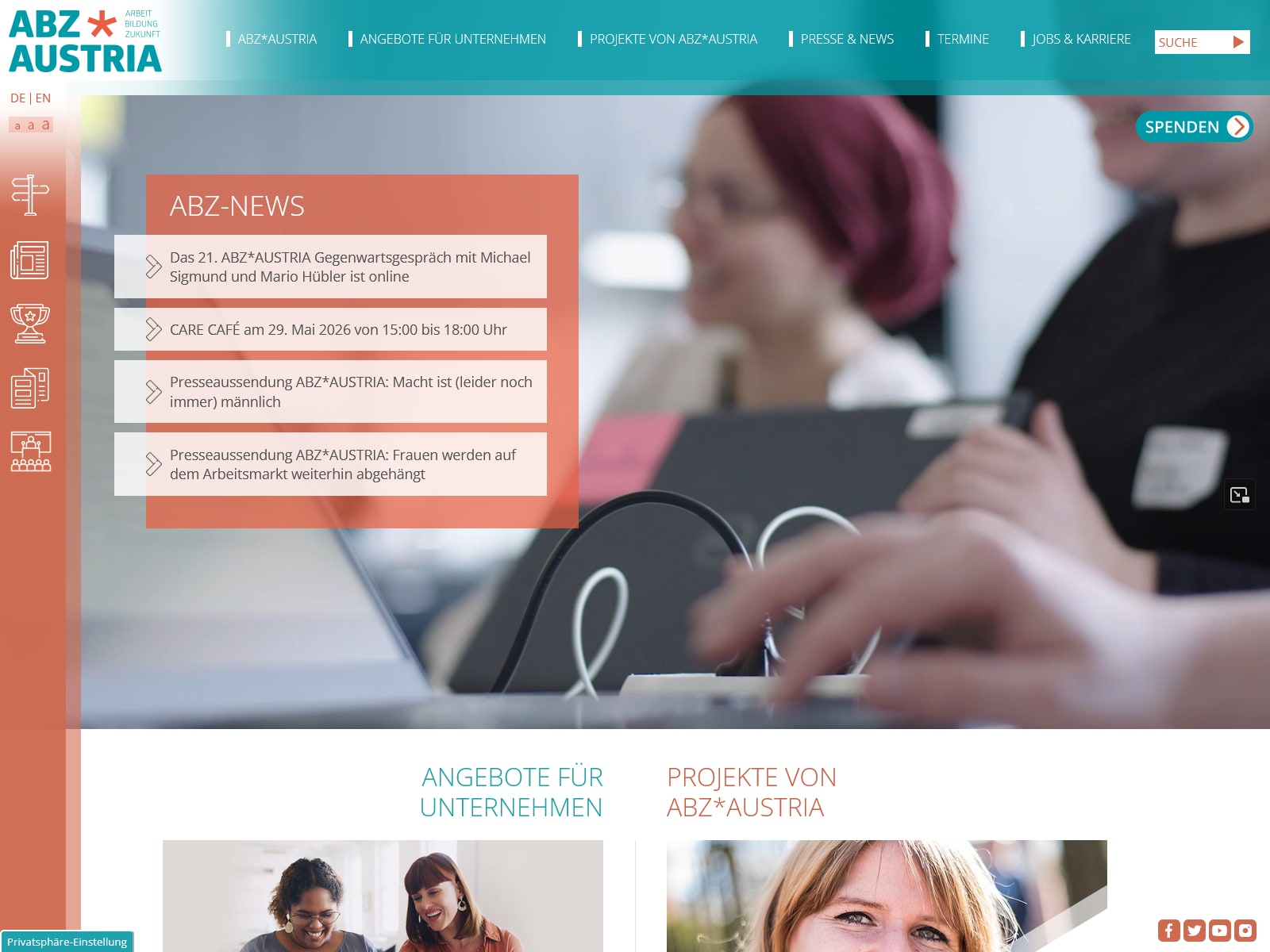 Screenshot ABZ*AUSTRIA Website