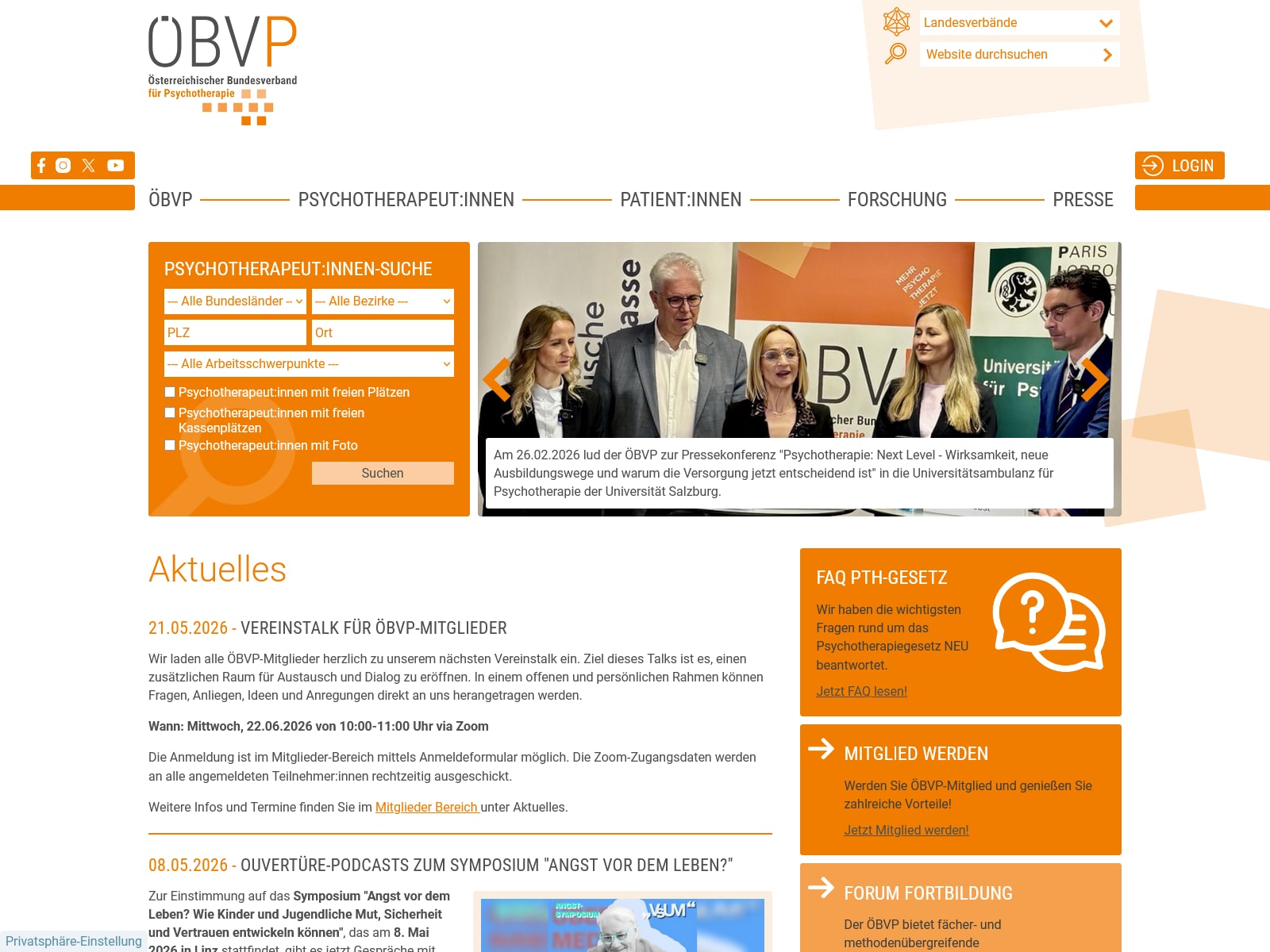 Screenshot psychotherapie.at