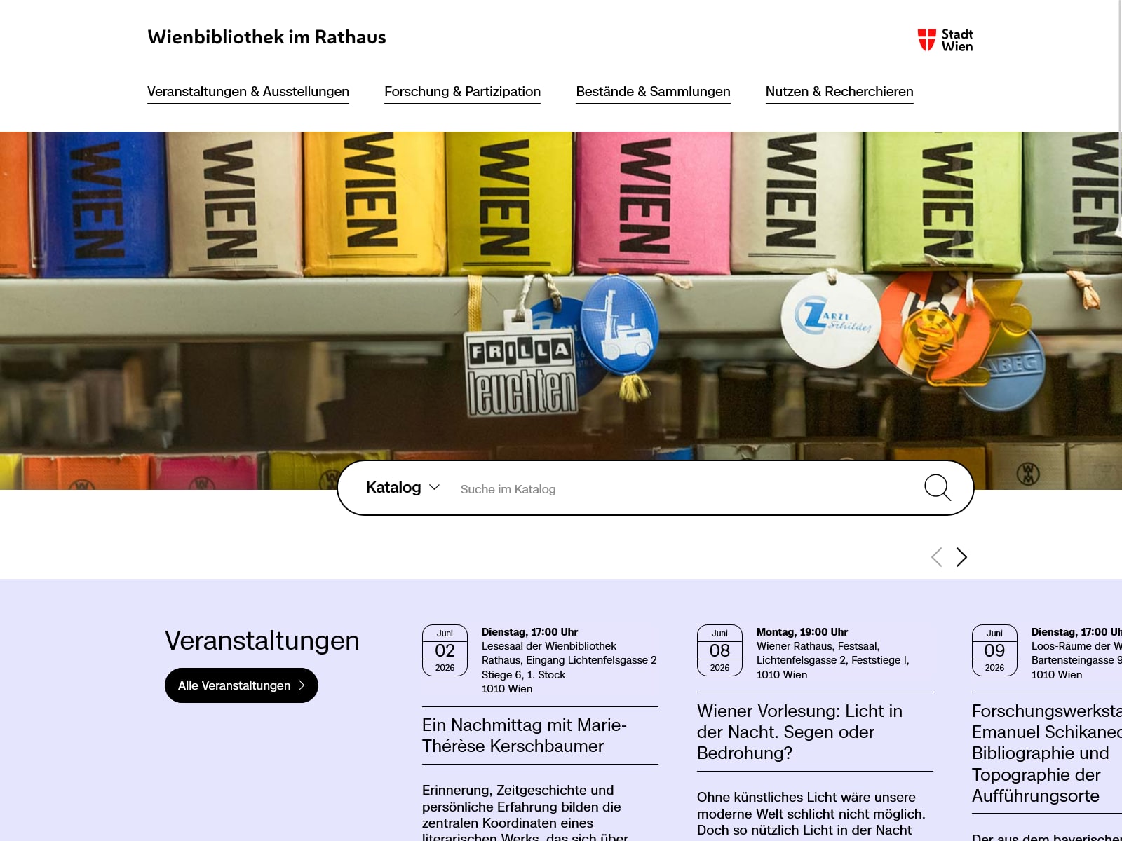 Screenshot Wienbibliothek im Rathaus